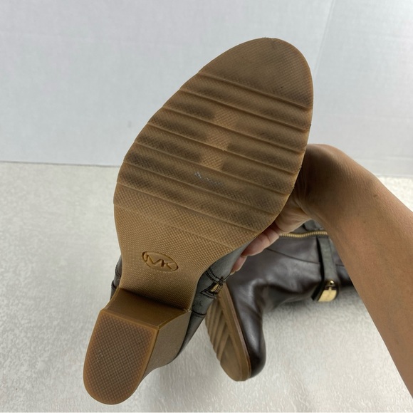 Michael Kors Women 7 Ankle Boots Stress Brown Leather Shearling Detail - Picture 8 of 12